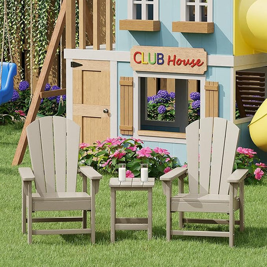 Costaelm Kids Outdoor Table and Chairs, Plastic Outdoor Kids Chair Toddler 2PCS Patio Furniture Sets and Children Picnic Activity Lawn Tanle for Garden, Patio, Backyard & Beach, Sand