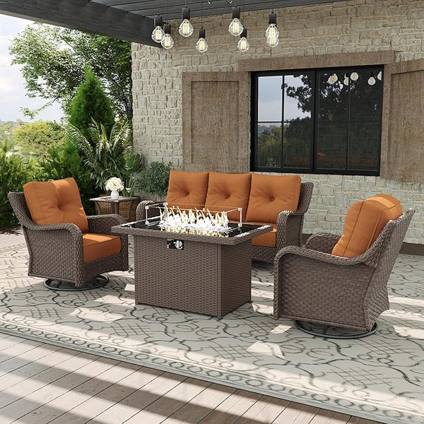 5 Piece Patio Furniture Set with Fire Pit Table - Photo 1