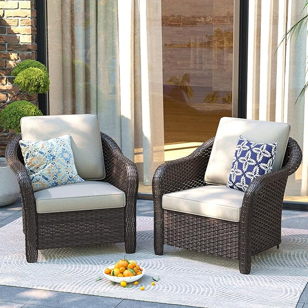 Patio PE Rattan Chairs Set of 2 - Photo 1
