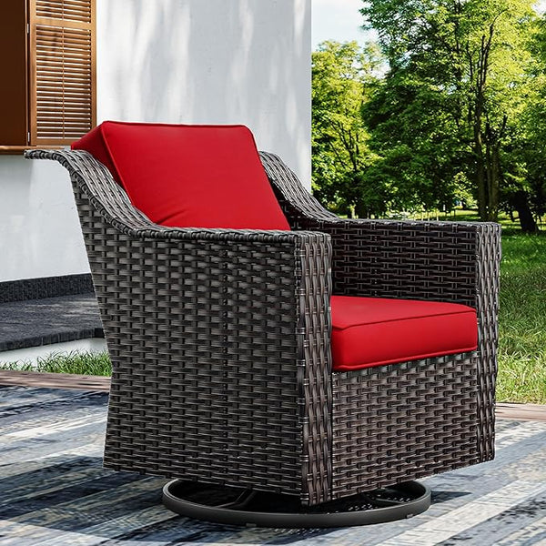Joyside Outdoor Swivel Chair, Patio Swivel Chairs with Wide Armrest and Thick Cushions, Upgraded Large Size for Backyard - Photo 1