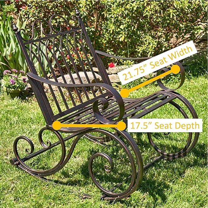Zaer Ltd. Outdoor Metal Rocking Arm Chair/Bench (Arm Chair, Antique White)