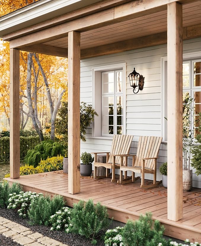 Eden Unfinished Cedar Wood Rocking Chair - Wooden Outdoor Rocking Chair Amish Crafted Porch, Patio or Garden