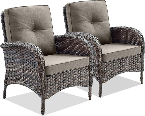 Belord Patio Club Chair Wicker Chairs - Outdoor High Back Chair Set of 2 Patio Furniture Set Rattan Seating with - Photo 1
