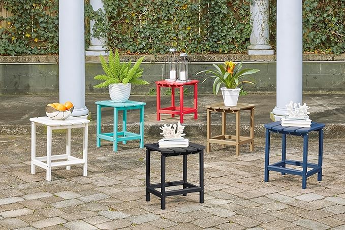 Signature Design by Ashley Sundown Treasure Outdoor Patio HDPE Weather Resistant End Table, Blue