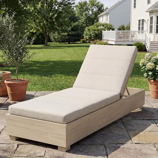 Merax Outdoor Chaise Lounge Cushion Only - Water-Resistant Patio Lounge Chair Cushion with Removable Cover, Beige