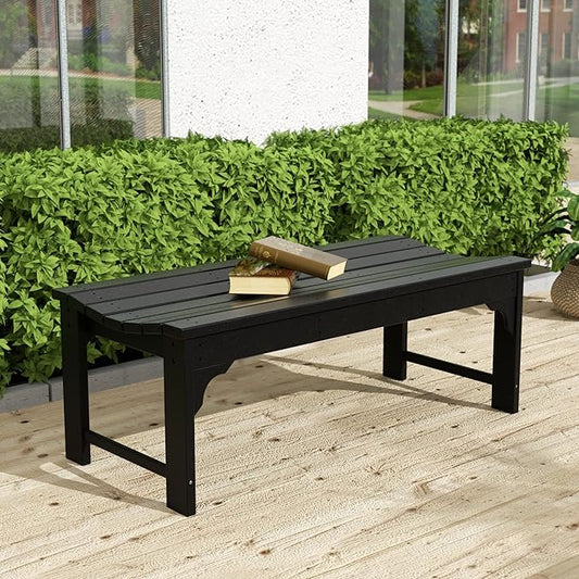 Westin Outdoors Malibu WO 48" Length Backless Poly Wood Outdoor/Garden Bench, Black