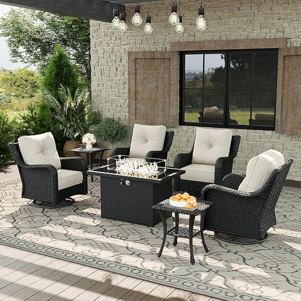 7 Piece Patio Furniture Set with Fire Pit Table - Photo 1