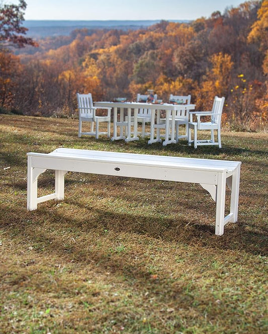 POLYWOOD BAB160TE Traditional Garden 60" Backless Bench, Teak