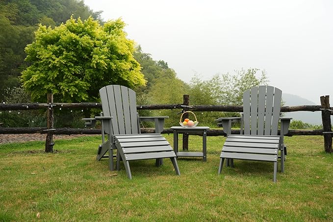 nevilywood HDPE Folding Ottoman - Adirondack Chair Footrest – Weather Resistant, Wood-Grain, Low-Maintenance-, Garden Patio Porch – Green