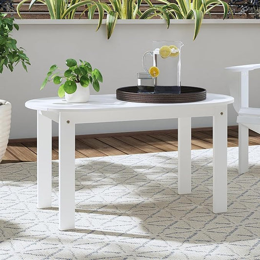 Linon Jayde Adirondack Coffee Table, White 18.11D x 35.24W x 18.11H in