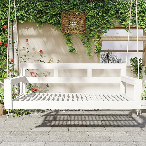 LUMISOL Twin Size Porch Swing Daybed Frame, Garden Porch Swing Bench Chair with 4 Hanging Ropes for Backyard Outdoor - Photo 1