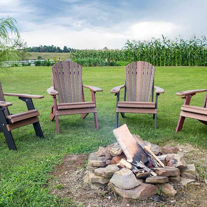 Furniture Barn USA Poly Folding Adirondack Chair with Smart Phone Holder, Walnut and Black