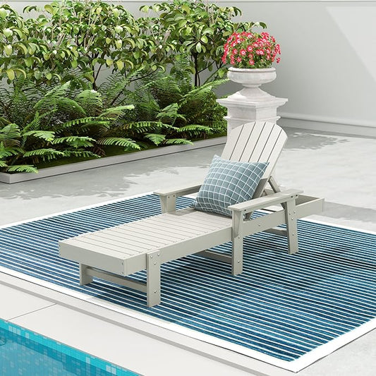WestinTrends Dylan HDPE Outdoor Patio Poly Adirondack Reclining Chaise Lounge with Arms, Sand