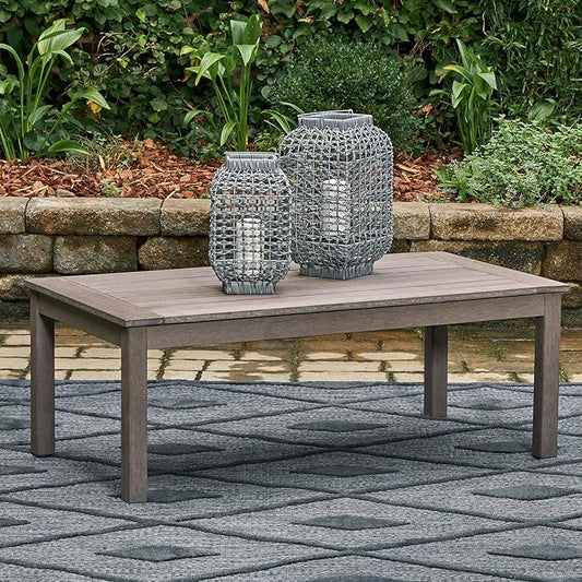 Signature Design by Ashley Hillside Barn Contemporary Weather Resistant Outdoor Coffee Table, Dark Brown