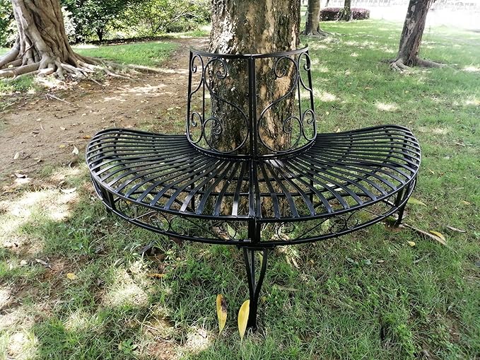 Hi-Line Gift Ltd. Black SEMI-Circle Tree-WRAP Bench