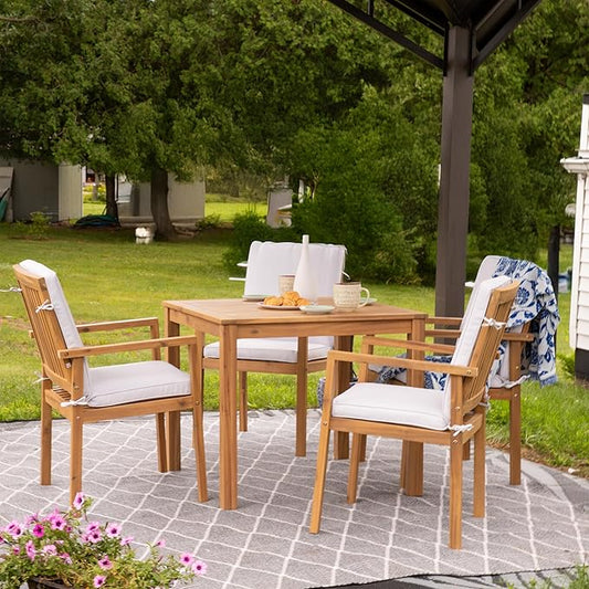 Sunnydaze 33.75" W Outdoor Dining Table for 4 - Rodanthe Acacia Wood Outdoor Table for Patio - Square - Natural Oil Finish - Seats 4 People
