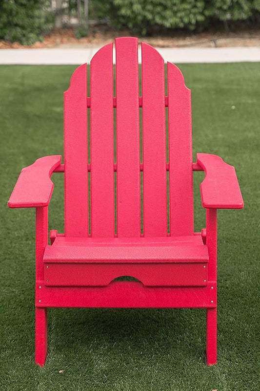 XBrand Foldable Adirondack Chair Weather Resistant, Outdoor Garden, Patio, Lawn, Deck, Backyard, 37.8" Inch Tall, Red