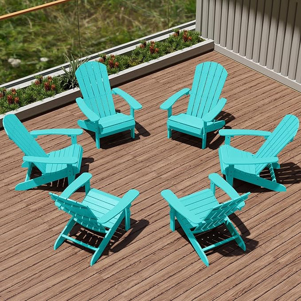 YEFU Adirondack Chairs Set of 6: Plastic Adirondack Chairs - Patio Chairs with Wood Texture - Outdoor Chair HIPS - Lawn - Photo 1