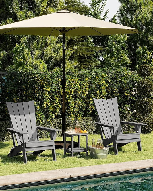 GREENVINES Folding-Adirondack-Chairs-Set-of-6 | HDPE Plastic | Arch Series | Fire Pit Chair | All Weather | for Outdoor Patio Deck Backyard Poolside | Grey