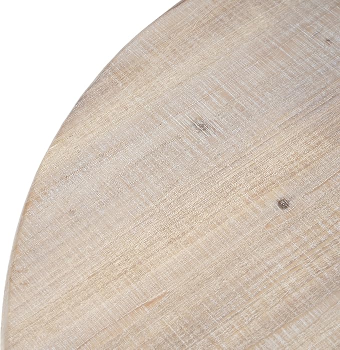 Patio Round Side Table Circle End Table Rustic Small Coffee Tables Drink Tables Antique Pedestal Tables Wood Top & MGO Base for Small Spaces Living Room Patio Antique White &Natural Wood