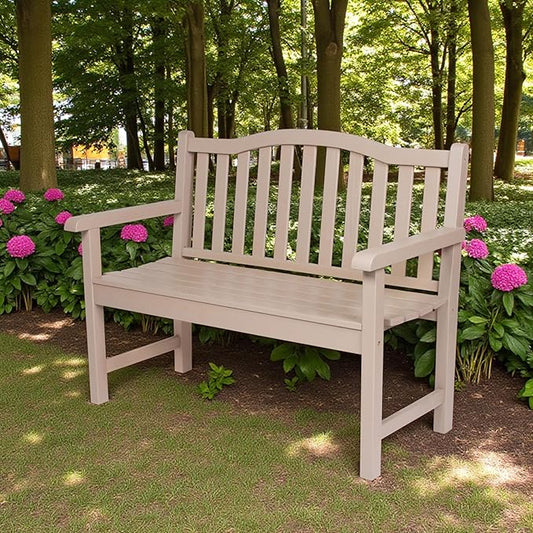 Shine Company Belfort Outdoor Solid Wood Patio Garden Bench, Ergonomic Seat, 22" D x 44.75" W x 36" H, Graystone