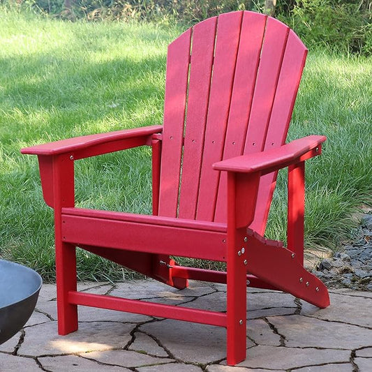Sunnydaze All-Weather Upright Adirondack Chair - for Patio or Yard - 300-Pound Capacity - 38.25-Inch - Red