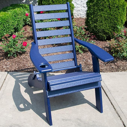 Furniture Barn USA Farmhouse Collection Poly Ladderback Folding Adirondack Chair, Patriot Blue