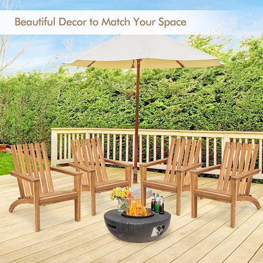 Tangkula Adirondack Chair Acacia Wood Outdoor Armchairs, Weather Resistant for Patio Garden Backyard Deck Fire Pit, Lawn Porch Furniture & Lawn Seating, Campfire Chair, Adirondack Lounger (2, Natural)