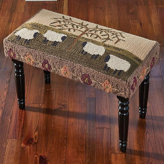 Park Designs Willow & Sheep Hooked Bench