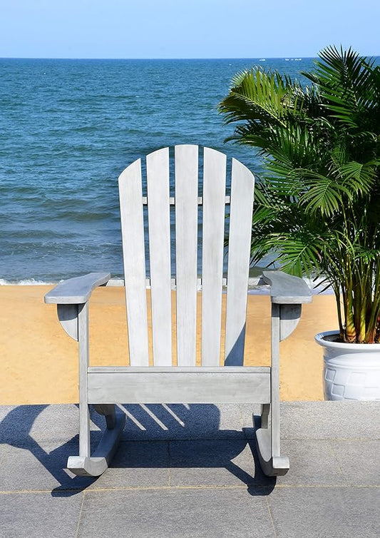Safavieh PAT7042A Outdoor Collection Brizio Teak Rocking Adirondack Chair