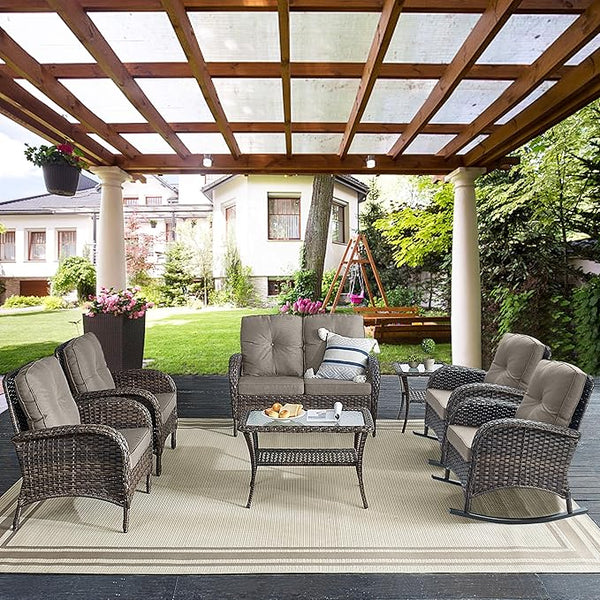 Belord 7 Piece Outdoor Patio Furniture Sets with Rocking Chairs - Photo 1