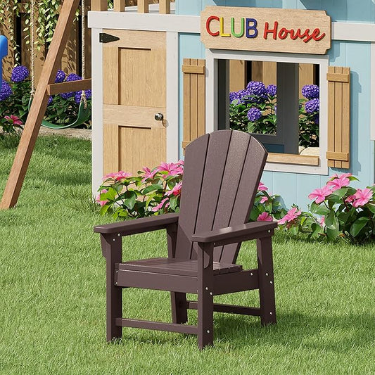 WestinTrends Malibu Kids Outdoor HDPE Adirondack Plastic Patio Chair, Dark Brown