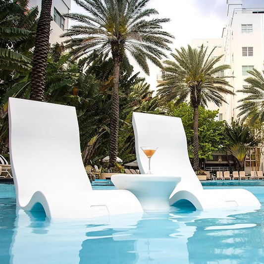 Ledge Lounger - Signature Chair - Inside Pool & Sun Shelf Lounge Chair - Designed for Shallow Shelves Up to 9” - Compatible with All Pool Types - Poolside & Sun Deck Tanning - Set of 2 - Granite Gray
