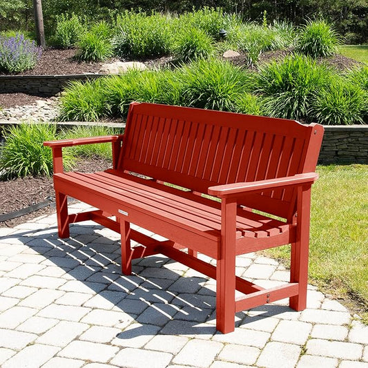 Sequoia Professional Commercial Grade Exeter Garden Bench, 6ft, Rustic Red