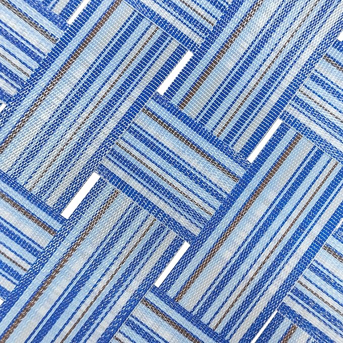 Garden Elements Folding Patio & Lawn Chairs – Steel Frame with Blue Woven Fabric and Wooden Armrests, Comfortable Full-Size Outdoor Chairs for Backyard, Camping, or Events (Pack of 2)
