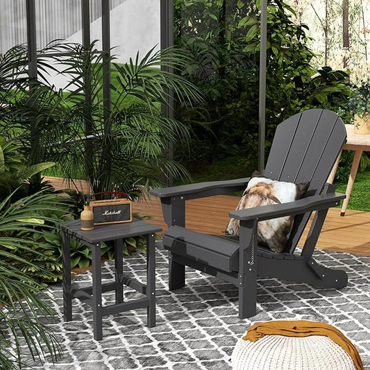 Costaelm Outdoor Table and Chairs, Small Patio Set Outdoor Seating, All Weather Porch Furniture Set Lounge Chairs for Outside Firepit Garden Lawn, Gray