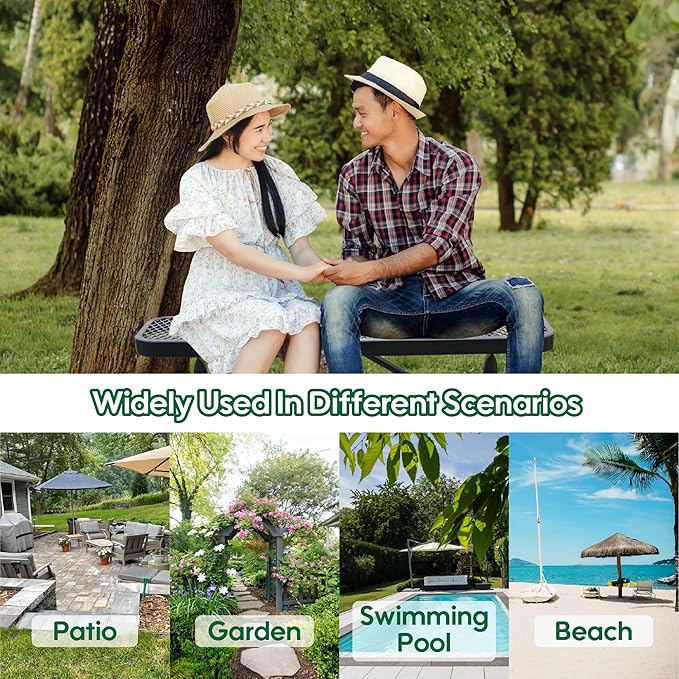 4 Feet Outdoor Steel Bench, Black Heavy Duty Metal Park Bench for Outside, Weatherproof Dock Bench, 48" L Commercial Benches Mesh Bench for Shopping Mall, Store, Lawn, Park, Patio, Deck, Garden
