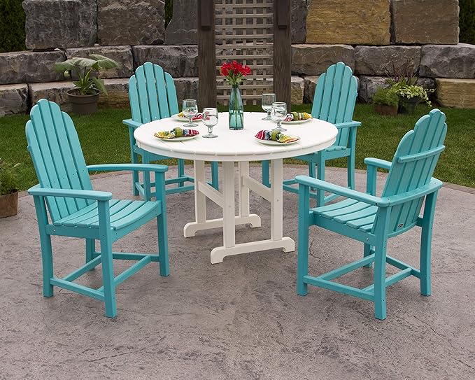 POLYWOOD® Classic Adirondack Dining Set, Sunset Red/White