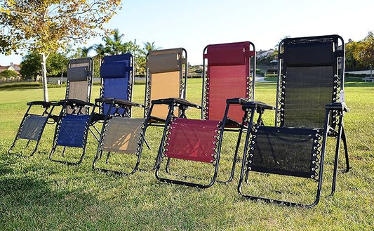 Caravan Sports Zero Gravity Outdoor Portable Folding Camping Lawn Deck Patio Pool Recliner Lounge Chair for Adults, Adjustable Headrest, Blue