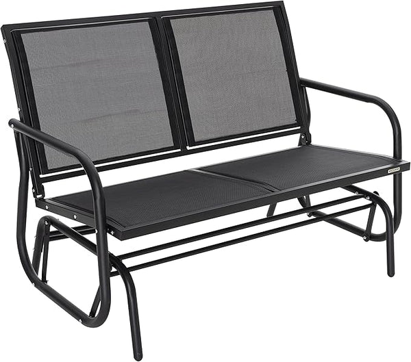 NUU GARDEN 2 Seats Outdoor Glider Bench Patio Glider Swing Chair with Powder Coated Steel Frame and Breathable Seat - Photo 1