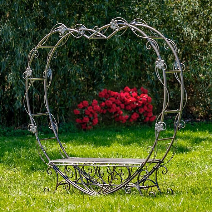 Zaer Ltd. 6.8 Ft. Tall Heart-Shaped Iron Bench Amore (Antique Bronze)