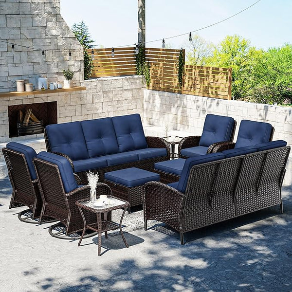 Joyside Wicker Patio Furniture Set, 10 Piece Outdoor Furniture Set with Thickened Cushions, High Back, Deep Seating - Photo 1