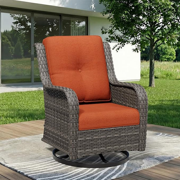 Outdoor Swivel Rocker Patio Chair - Outdoor Wicker Patio Furniture with Thickened Olefin Cushions - Photo 1