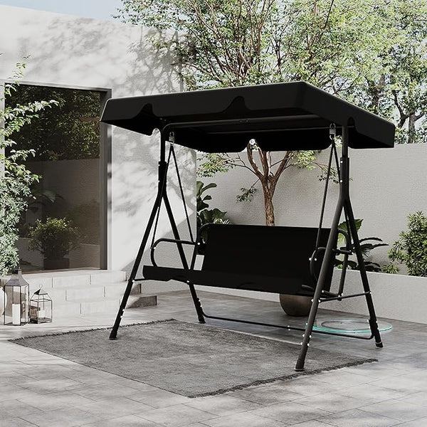 Durable Outdoor Glider Swing with Canopy,Patio Garden Bench and Stand for Backyard, Porch, or Lawn - Photo 1
