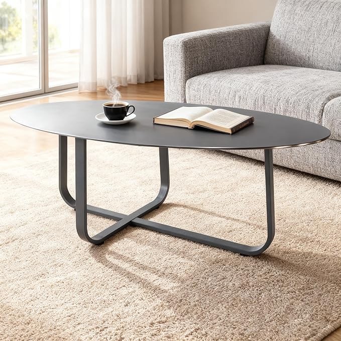 All-Weather Aluminum Outdoor Coffee Table | Modern & Durable Patio Furniture | Perfect for Balcony, Garden, and Poolside | Black (44.9 x 27.6 x 16.5 in)