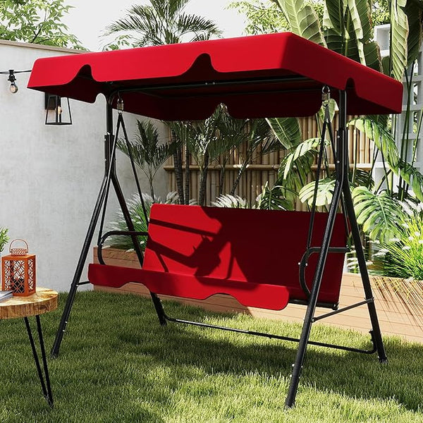 Durable Outdoor Glider Swing with Canopy,Patio Garden Bench and Stand for Backyard, Porch, or Lawn - Photo 1