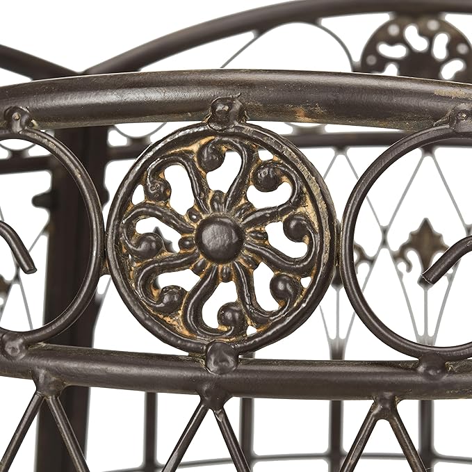 Safavieh PAT5019A Collection Abia Antique White Wrought Iron 50" Outdoor Tree Bench