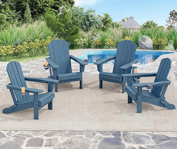 SERWALL Folding Adirondack Chair, HDPE Adirondack Chairs Set of 4 - Photo 1