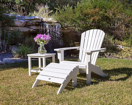 POLYWOOD SHO22MA Seashell Adirondack Chair Ottoman, Mahogany