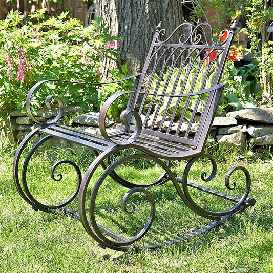 Zaer Ltd. Outdoor Metal Rocking Arm Chair/Bench (Arm Chair, Bronze)